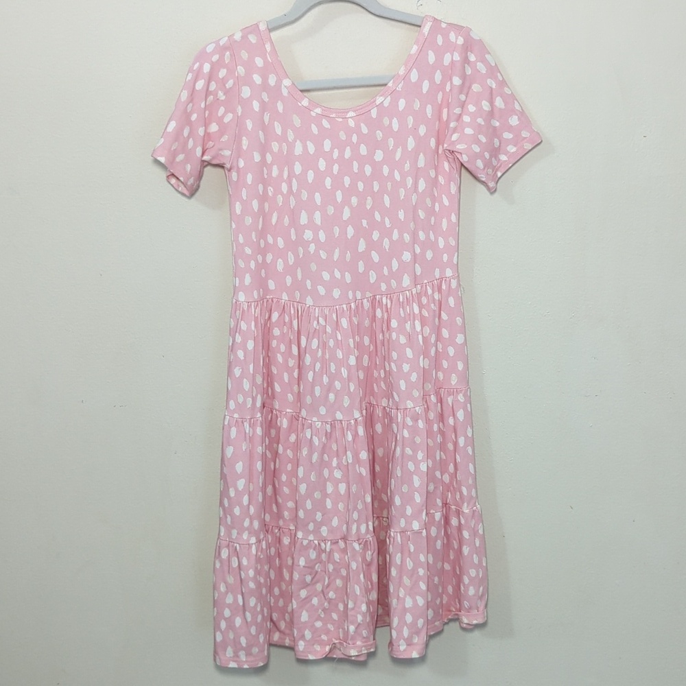 Vivie & Ash Polka Dot Tiered Dress Pink White Spring Easter Handmade Girl Size 8 - Picture 5 of 5